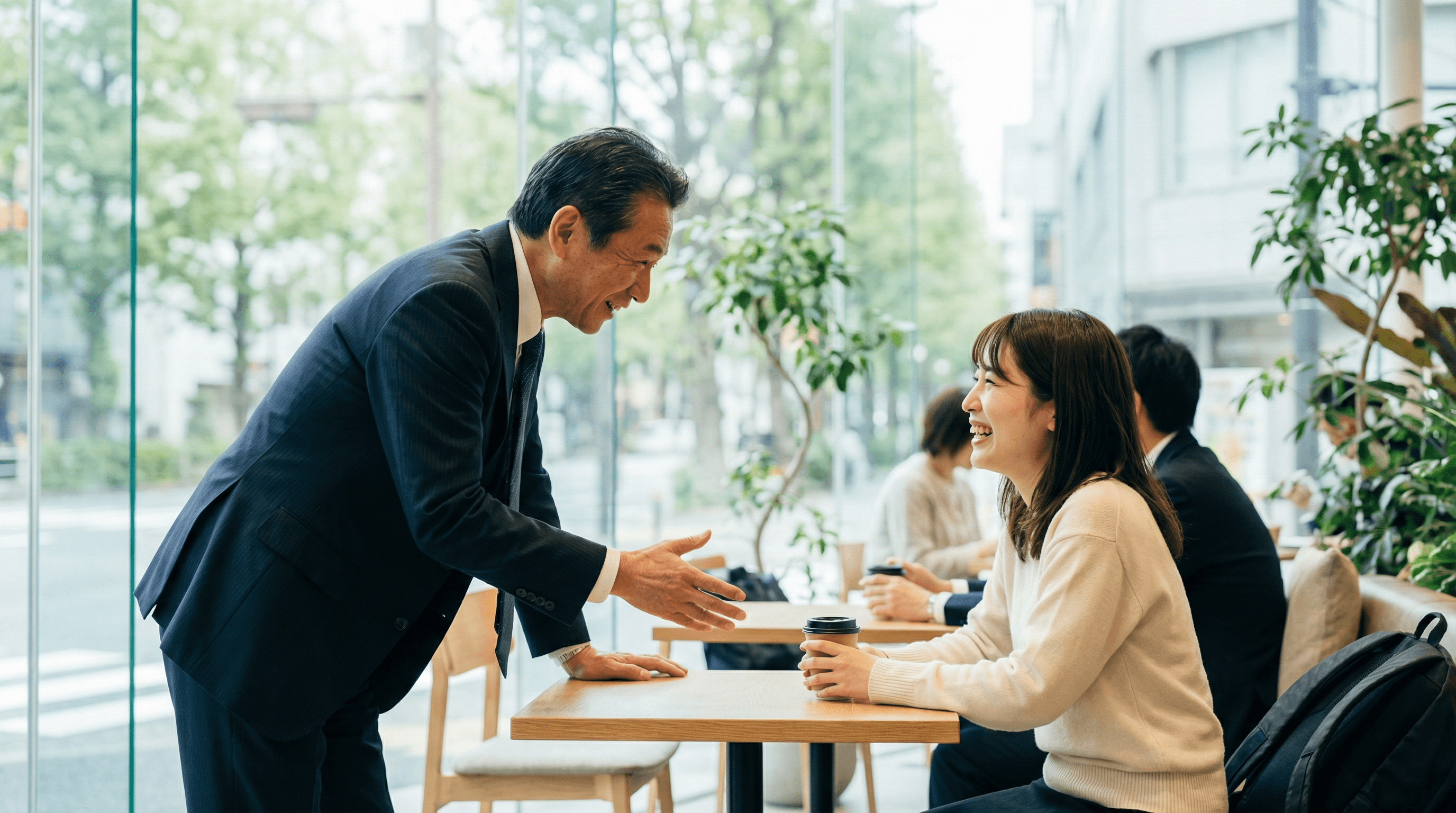代表と女優がカフェで1on1ミーティング